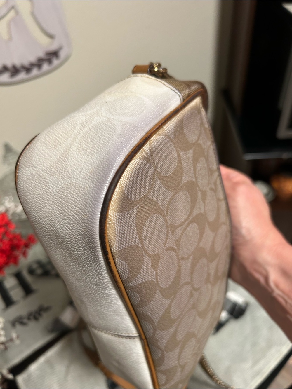 Coach Jamie Multi Signature Camera Crossbody with Tan Leather Trim CA172 - Picture 15 of 16
